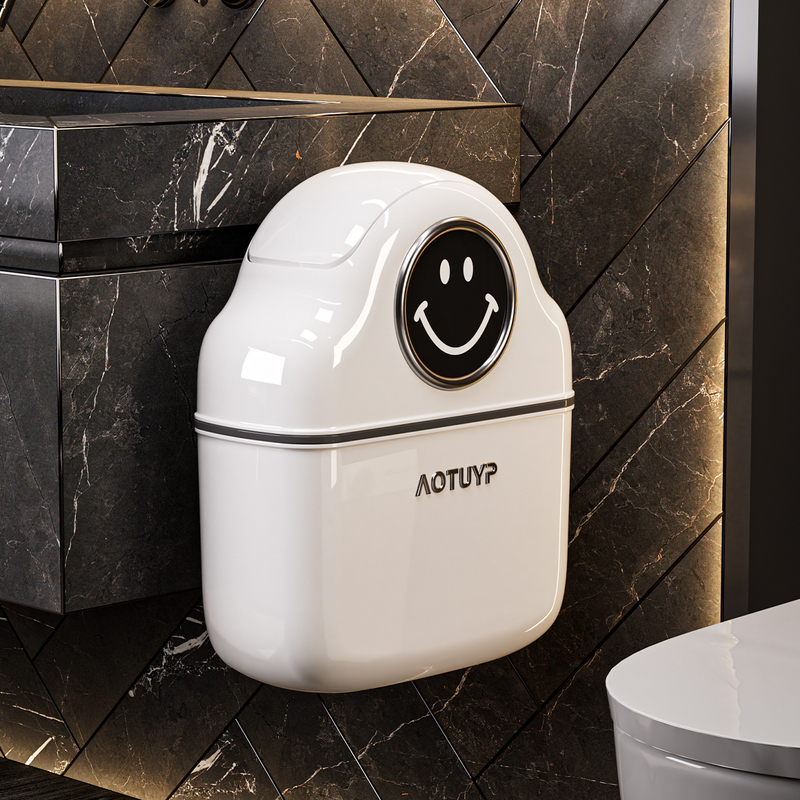 Wall-Mounted Trash Can with Lid for Kitchen, Bathroom, Toilet, Living Room, Home Use, No Need to Bend Over, Kitchen Waste Gap Trash Bin