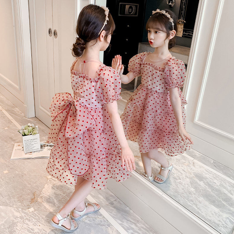 Girls dress summer dress 2023 new children's summer net red gas pungyu princess dress dress