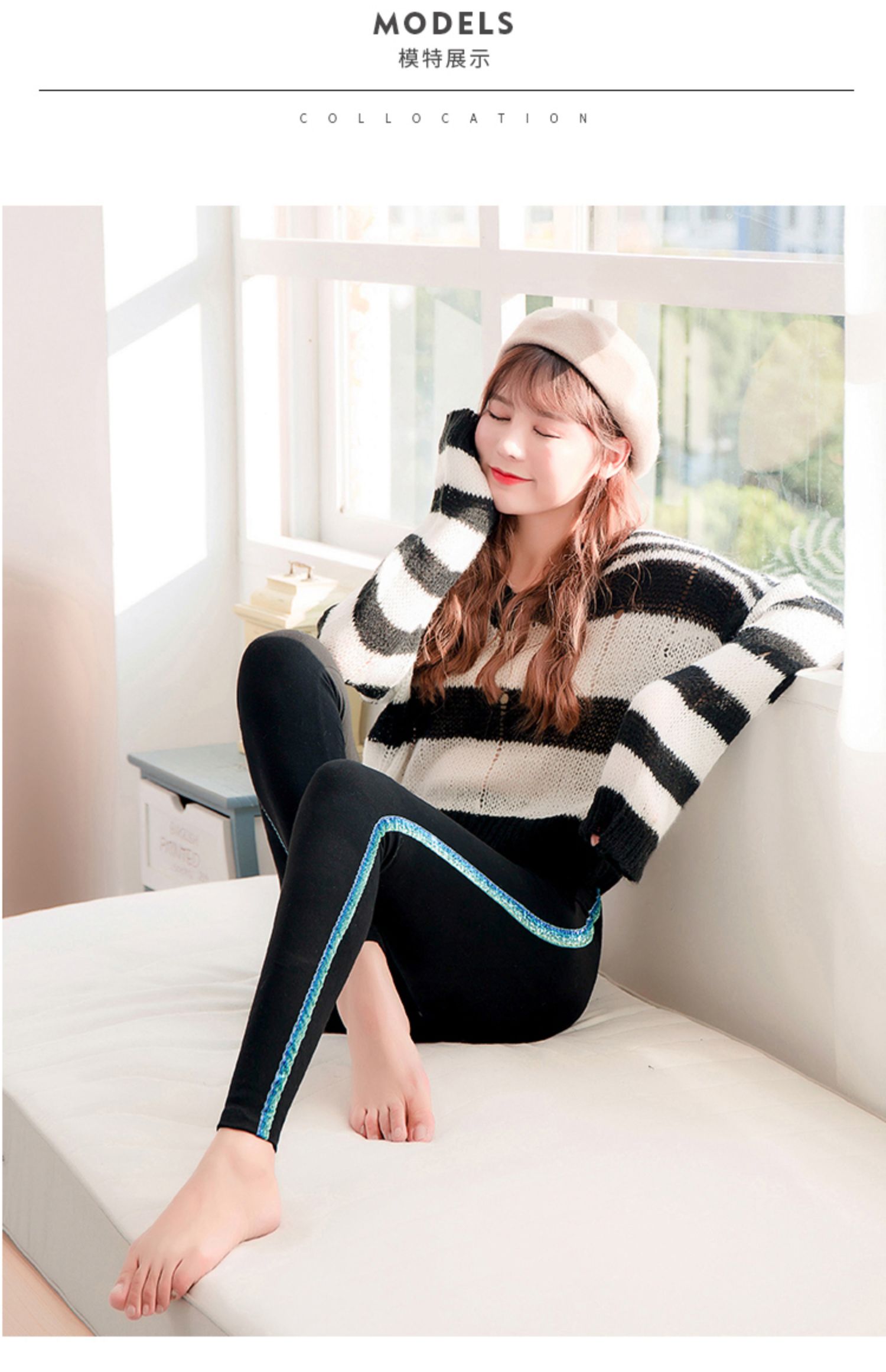 Quần legging sọc nữ mặc có phần mỏng 2019 xuân mới size lớn cotton slim quần chín quần - Khởi động cắt quần nữ mặc nhà 