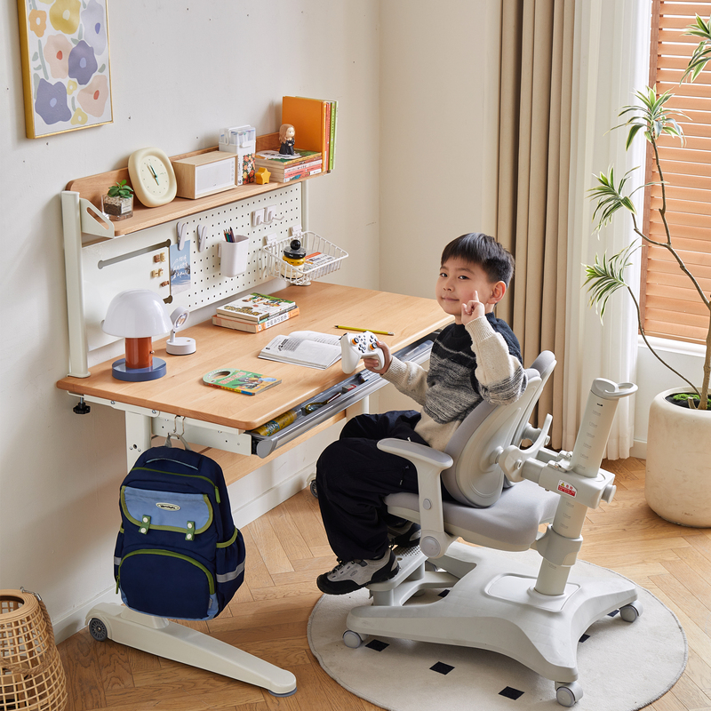 Children's Beech Wood Study Table, Primary School Student Home Desk, Adjustable Height Desk, Pure Solid Wood Writing Desk and Chair Set Children's Beech Wood Study Table, Primary School Student Home Desk, Adjustable Height Desk, Pure Solid Wood Writing Desk and Chair Set