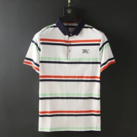 Mùa hè mới áo sơ mi POLO tay ngắn nam T-shirt màu sọc kinh doanh trung niên áo ve áo cotton 380 active shirt