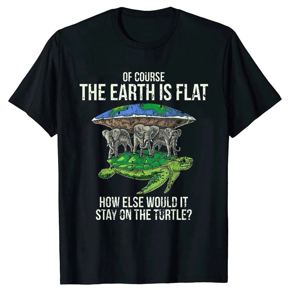 Fun "Flat Earth Association" T-shirt with TurtleT恤男女上衣