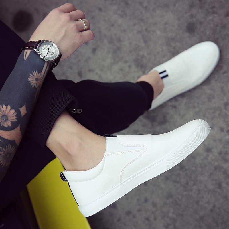 Hong Kong Tide Cards Small White Shoes Society Small Group One foot Foot Leather Shoes Inn Men Leisure Bean Bean Shoes Sloth People Lefu Shoes