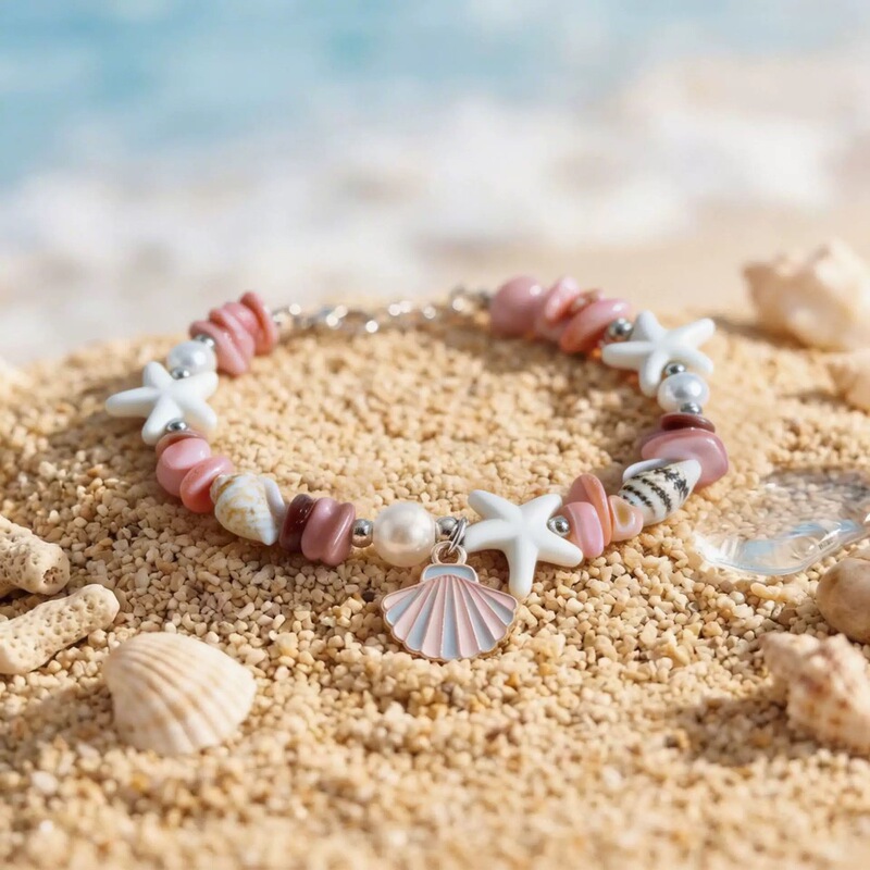 Qingdao Shell Bracelet for Women, Pink Natural Shell Bracelet with Crystal Stones, Niche Design, High-End Gift for Best Friends Qingdao Shell Bracelet for Women, Pink Natural Shell Bracelet with Crystal Stones, Niche Design, High-End Gift for Best Friends