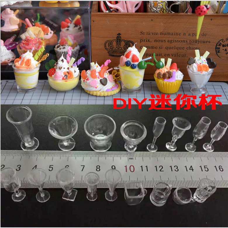Factory spot food play ornament ice cream sundae cup container clay mini cup plastic food play diy