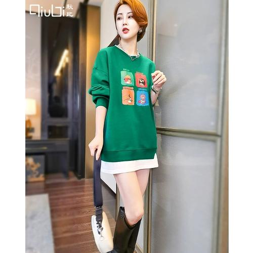 Осенняя модная толстовка, мультяшный лонгслив, коллекция 2021, оверсайз, с рукавом, круглый воротник