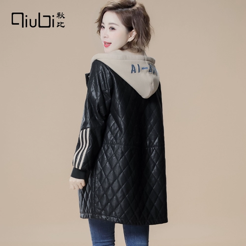 Демисезонная полиуретановая удерживающая тепло куртка с капюшоном, средней длины, коллекция 2021, в корейском стиле, в западном стиле