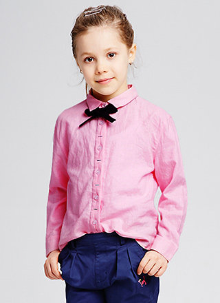 Chemise fille à manche longue en lin - Ref 2085640 Image 12