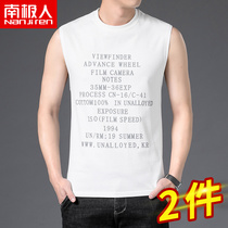 Summer vest mens vest Tide brand sleeveless T-shirt sports waistcoat shoulder with thin horse clip ins Joker Cotton