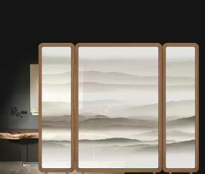 Popular YEESA heterogeneous translucent gauze screen folding screen partition 260 rounded screen artistic conception landscape