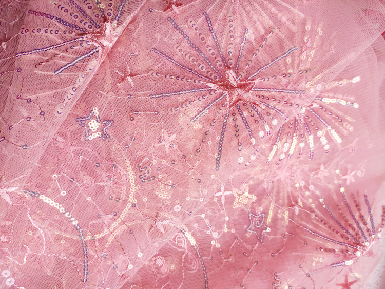 1meter Stars and moon sequined yarn cloth dress see-through sequined dress fashion designer mesh embroidery fabric