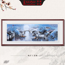 Ancient Wu woman red Su embroidery finished product hanging drawing room pure handmade Suzhou embroidery painting Chinese style decoration painting Jiangnan Shuangxiang Xia