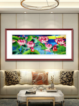 Ancient Wu Woman Red Pure Handmade Embroidery Painting Su Embroidery Finished Product Hanging Drawing Room Dining Room Restaurant Decoration Painting Office Decoration Painting Lotus Flower