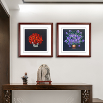 Ancient Wu Woman Red Pure Handmade Suzhou Embroidery Painting Su Embroidery Finished Product Hung Painting Living Room Xuanguan Decorative painting Purple Flower Red