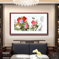 Ancient Wu woman red Su embroidery finished product hanging painting pure handmade embroidery Xuanguan Living room restaurant Chinese style decoration painting rich and expensive flowers open