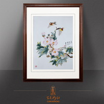 Ancient Wu Woman Red Pure Handmade Embroidery Painting Su Embroidery Finished Product Hanging Painting Xuanguan Dining Room New Chinese Style Decoration Painting Flower Bird