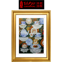 Ancient Wu Woman Red Pure Handmade Su Embroidery Suzhou Embroidery Finished Product Hung Painting Living Room Genguan Aisle Corridor Eu Style Decoration Painting