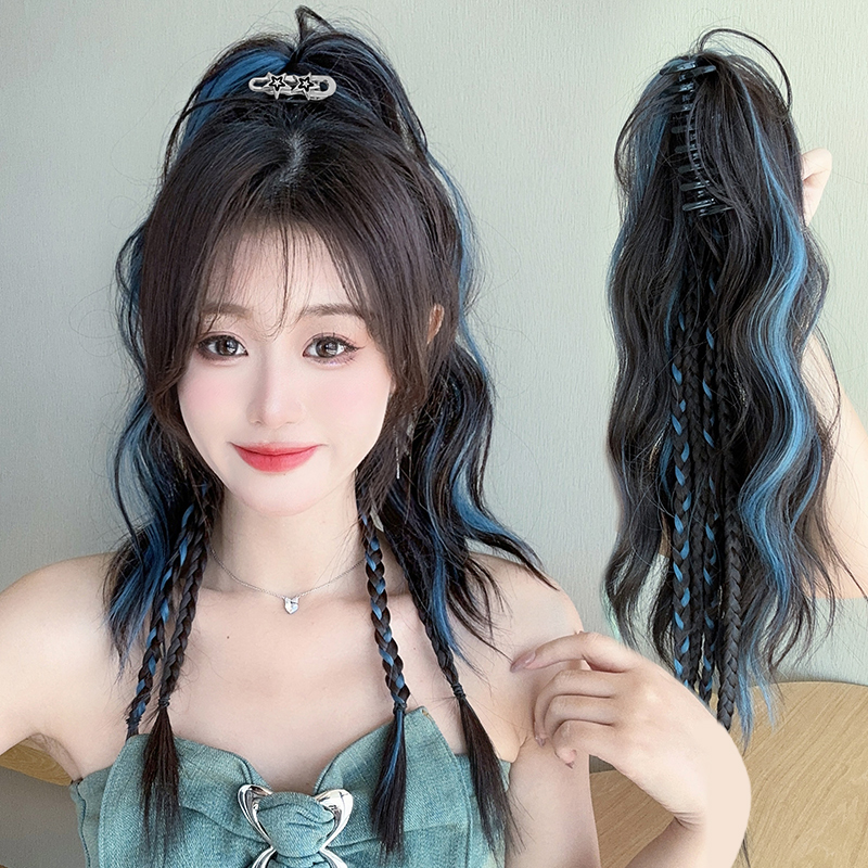 Wig braid pick and dye colorful high horsetail sweet and cool grip Boxing Braid Mesh Red Half Zahhaired y2k Twist Hair Braid-Taobao