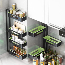 Kitchen corner rotating seasoning shelf Wall-mounted oil salt sauce and vinegar multi-functional seasoning storage rack free of holes
