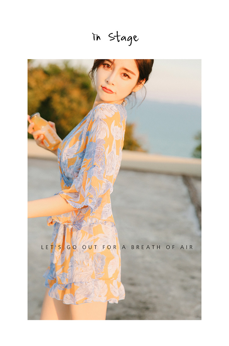 Cặp đôi đồ bơi bikini nữ che bụng đã mỏng Hàn Quốc mùa xuân nhỏ nước hoa quần bơi biển quần nam đồ đi biển cho cặp đôi
