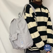 ins Japanese retro Sen female college style backpack Korean version chic simple literary solid color girl student school bag