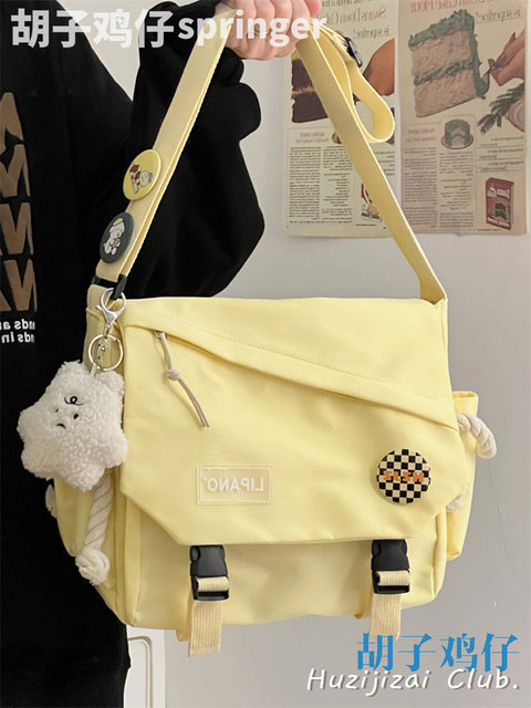 ins ຍີ່ປຸ່ນ Harajuku retro workwear crossbody ຖົງແມ່ຍິງນັກສຶກສາເກົາຫຼີຄວາມອາດສາມາດຂະຫນາດໃຫຍ່ຖົງ messenger ຜູ້ຊາຍບ່າດຽວ backpack trendy