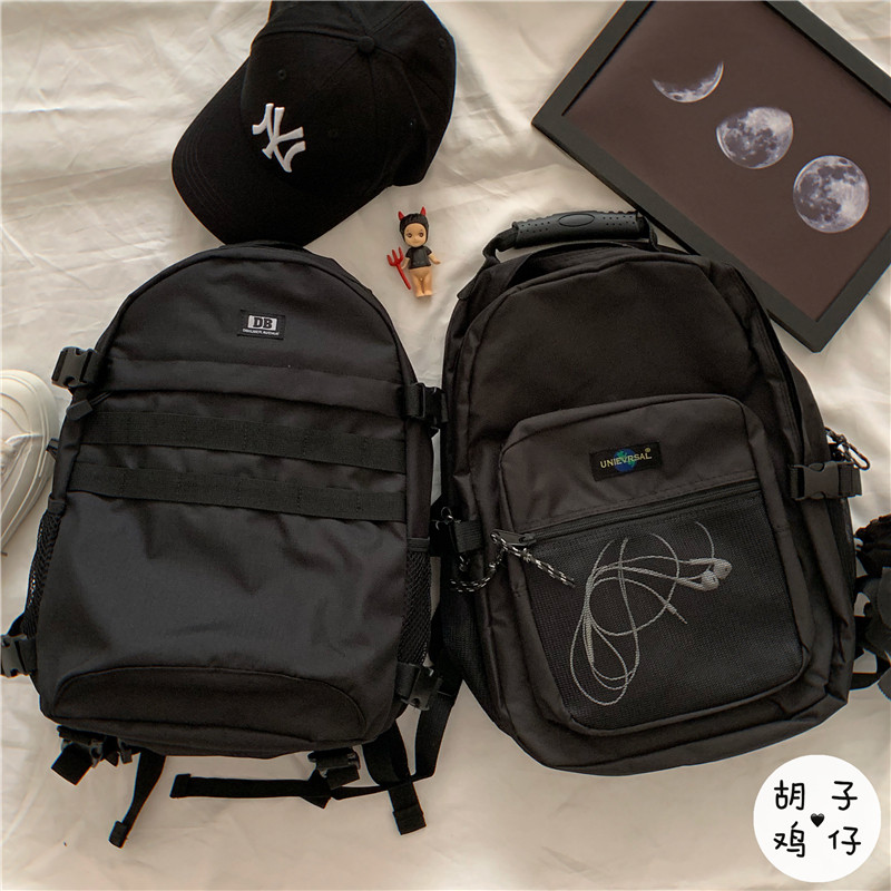 Day Ensemble Original Juku Dark Black Functioning Frock Wind Double Shoulder Bag Korea Ins Street Retro Tide Hitch Male And Female Schoolbags