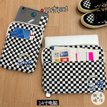 Korean ins black and white plaid IPad storage bag 11-inch pro protective cover 14-inch checkerboard notebook liner bag
