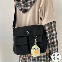 ins Japanese Harajuku Dark planet tooling messenger bag Korean retro neutral student solid color canvas messenger bag