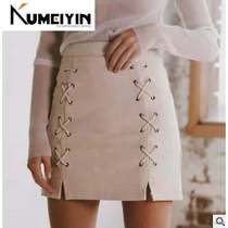 -Autumn place up leather suede pencil skirt winter skirt sk