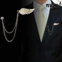 -Men suit brooch badge wing star chain pin brooch retro bro-