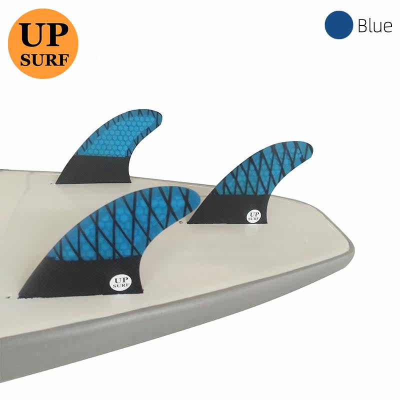 UPSURF blue fish fin surfboard carbon fiber honeycomb fin glass fiber tail rudder single tap surf tail fin