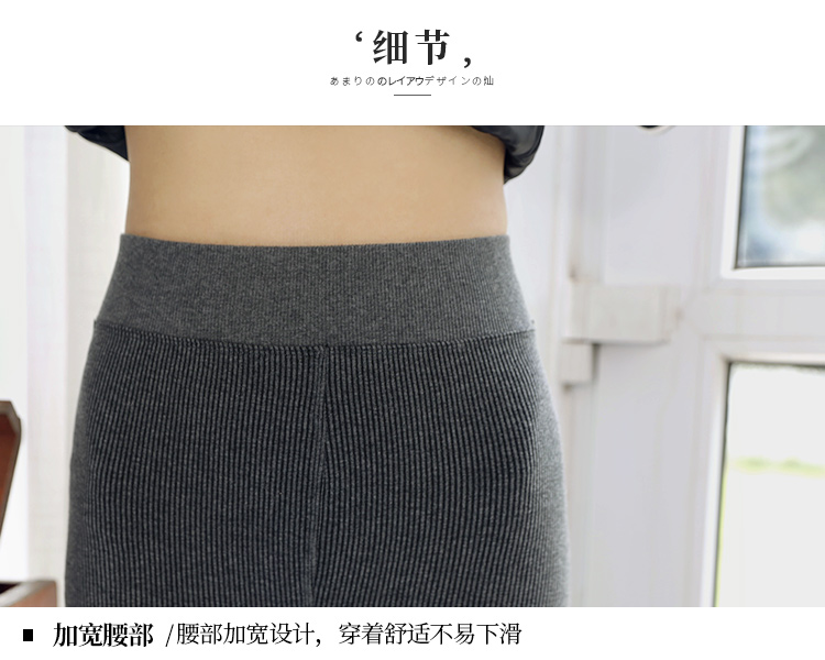 Quần legging sọc dọc cộng với nhung mùa thu và mùa đông Quần lửng mặc mùa xuân và mùa thu mẫu dày màu xám áp lực vớ vớ bếp tất quần