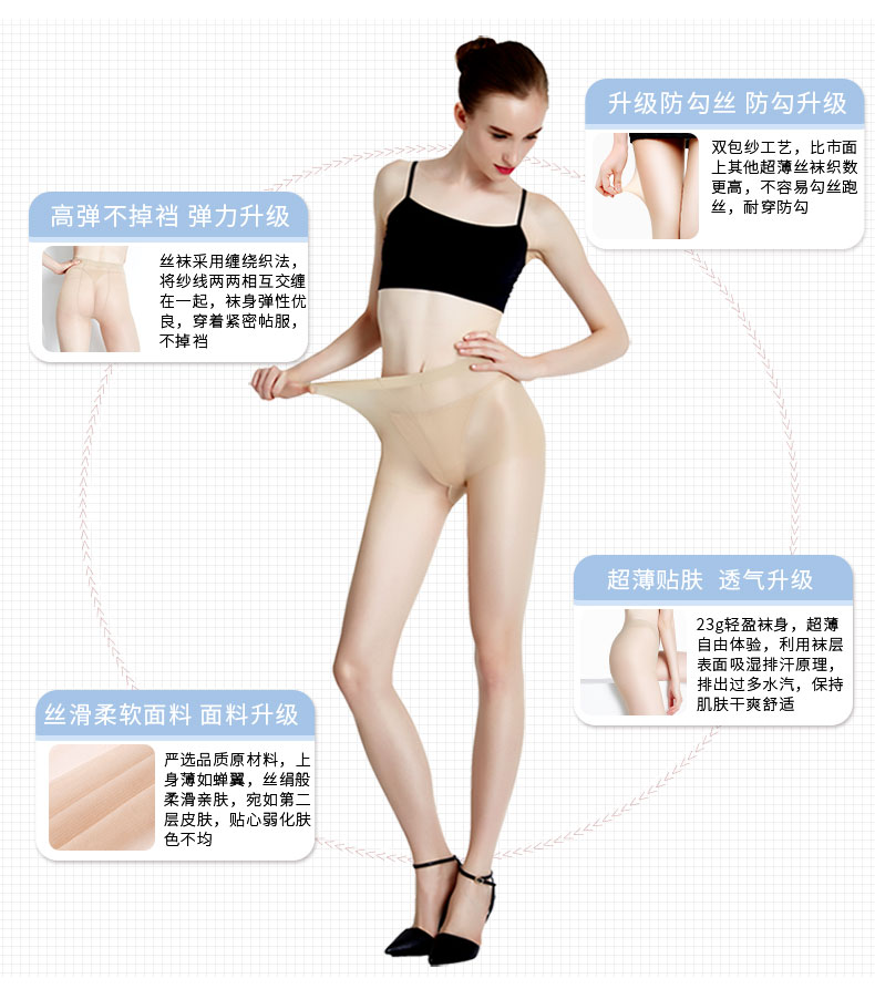 Quần tất nữ mỏng chống móc quần lót mùa hè siêu mỏng chống khêu gợi vô hình đầy đủ trong suốt vớ đen vớ giãn tĩnh mạch