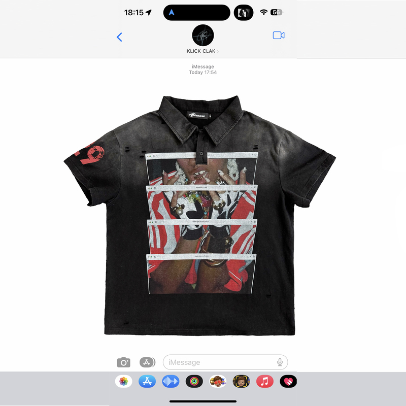 Klickclak26Ss Washed and Distressed with Spray Stains and Damaged Mac Browser Print Short-Sleeved Polo T-Shirt