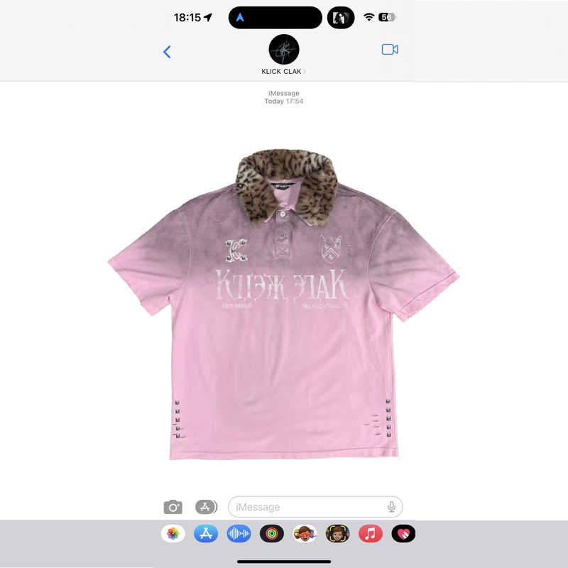 Klickclak Washed Distressed Spray-Dyed Rivet Detachable Leopard Print Gothic Polo Short-Sleeve T-Shirt