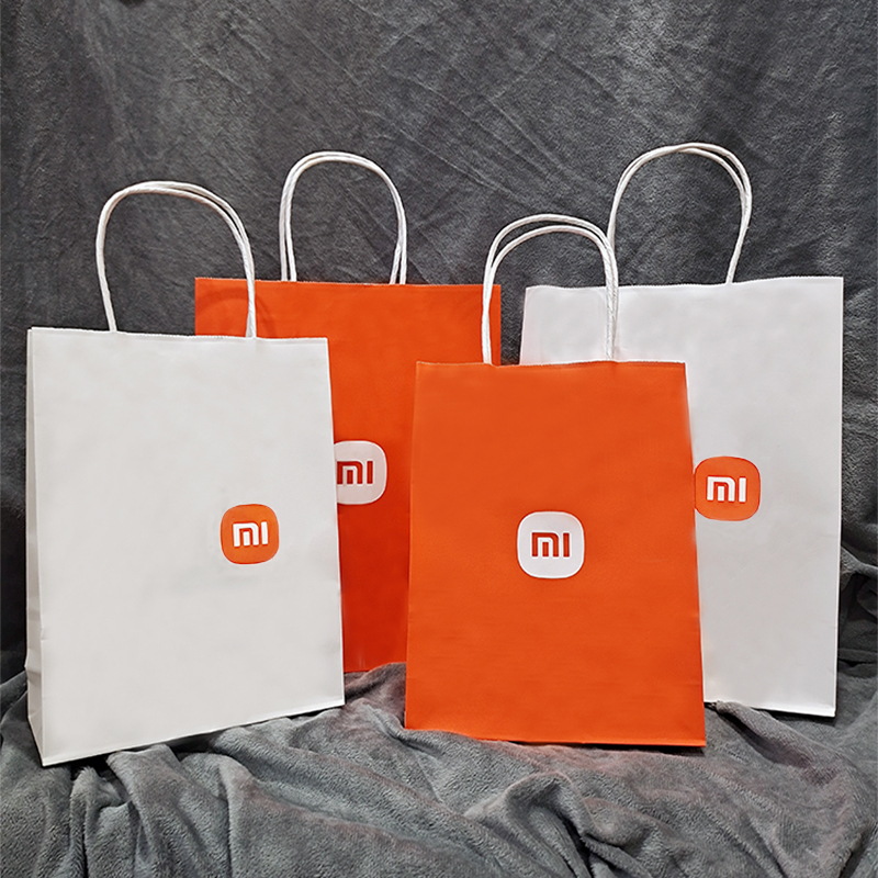 Xiaomi Mobile Phone Store Universal Leather Tote Bag Paper Bag Gift Shopping Bag Flat Plastic Tote Packaging Bag
