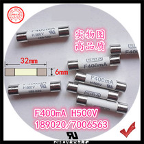F 400mA 6x 32mm H500V 189020 7006563 fast fuse fusible core