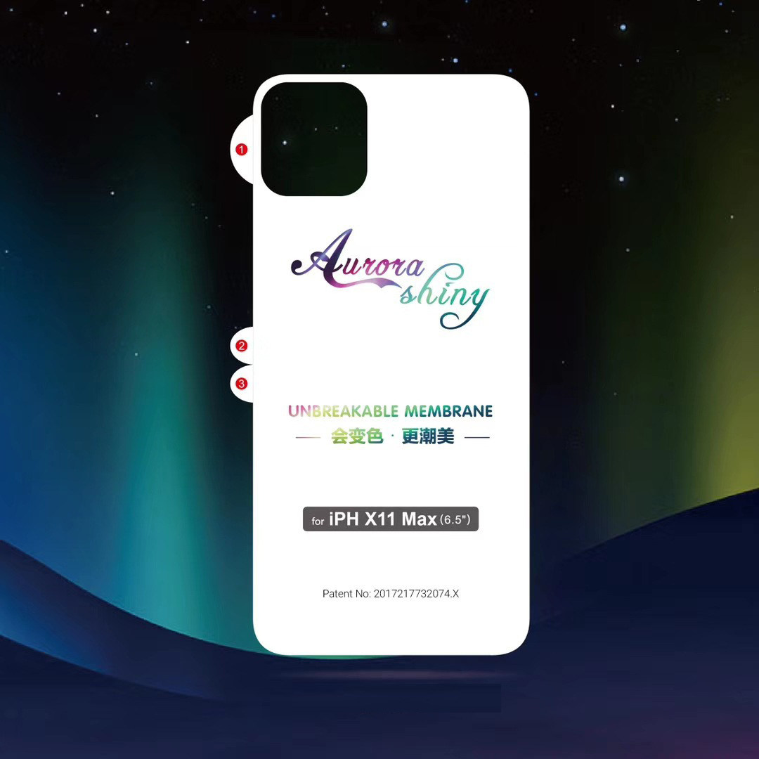 iPhone14 mobile phone rear film Apple 13 12 11Pro Max aurora back film color changing matte soft film Plus