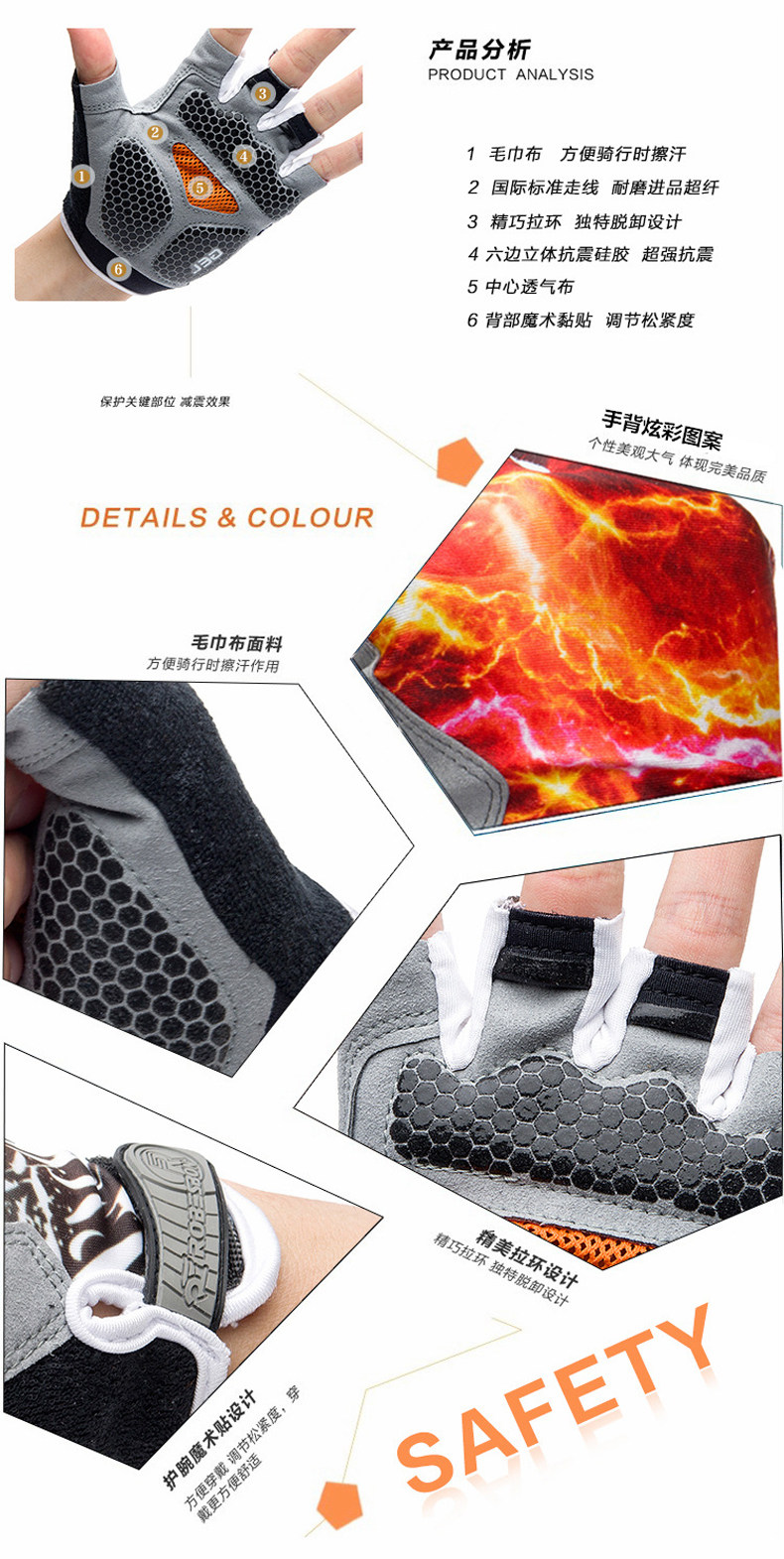 Gants pour vélo mixte ROCKYOU - Ref 2250676 Image 22