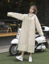 Japanese original single raincoat student adult female with schoolbag long zipper light and thin big brim walking portable poncho