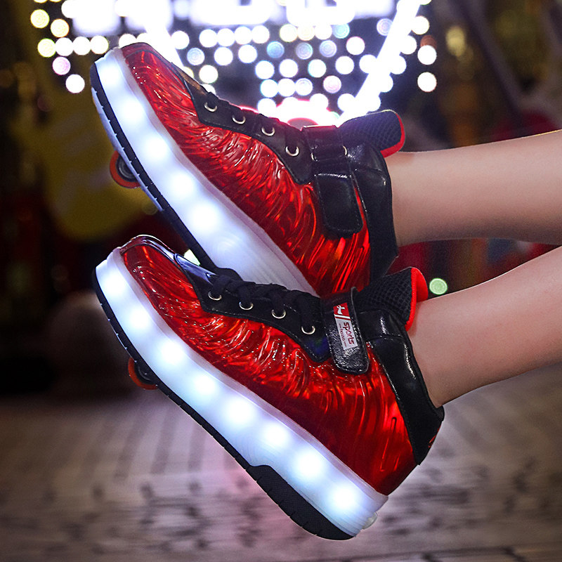 Adult Storm Walking Shoes Students Children Pulley Shoes Girl Surges Walking Shoes Double Wheels Invisible Boys Flying Wheels Shoes