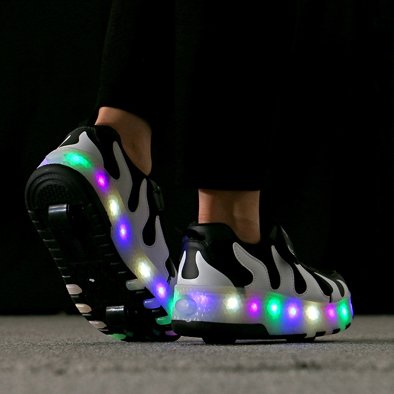 Boy Storm Walking Shoes Children Automatic Double Wheel Pulley Detachable Invisible Girl Burst Shoes Student Single Round Spring Autumn