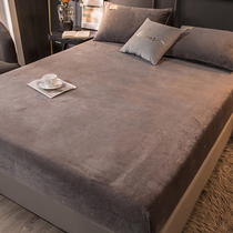 Coral velvet bed single piece thick non-slip fixed three-piece mattress protective cover winter flannel bed cover winter