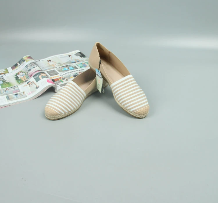 2019 mùa xuân espadrilles sọc giày phụ nữ rơm ngư dân giày đơn giày lười giày đế bằng thấp - Giày cắt thấp