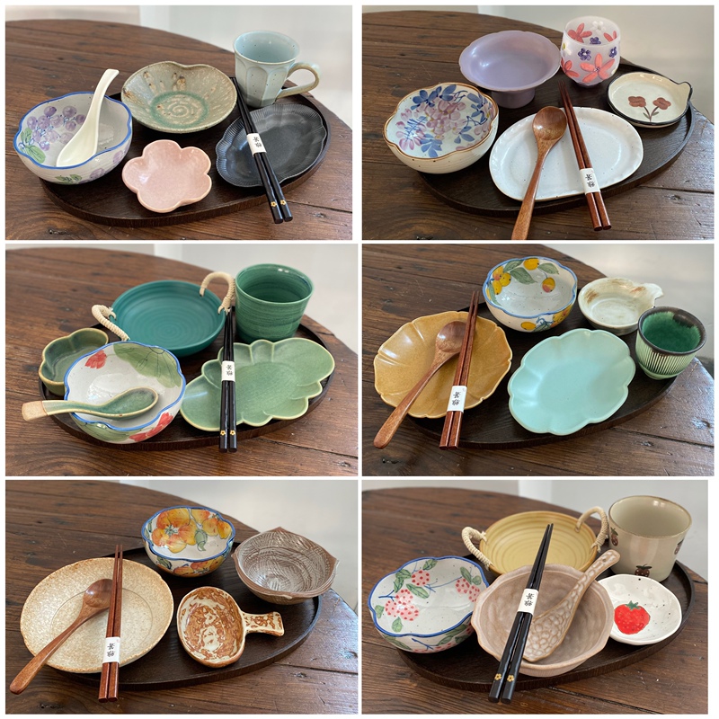 Man Life Boss Lady Spring Flower Series Oval Plate Large Collection Single Serving Tableware Matching Bowl and Plate Set