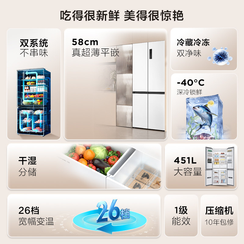 TCL-R451T9-UQS冰箱图片