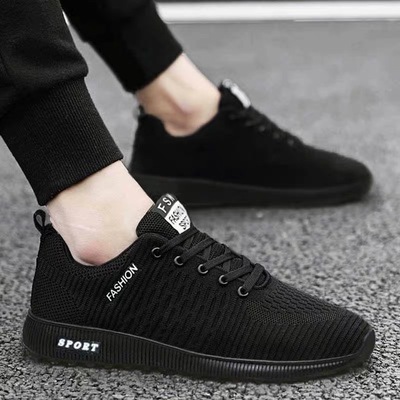 秋季透气学生跑步鞋飞织休闲鞋系鞋男鞋