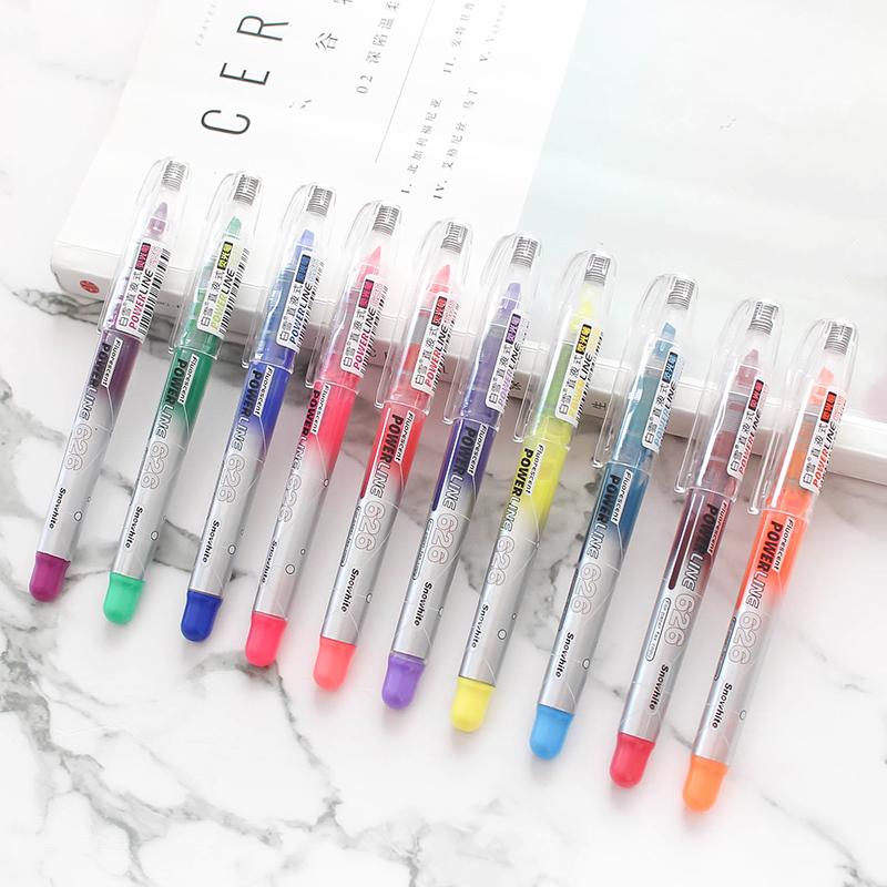 Nijia straight liquid highlighter students use scribing pen key circle marking pen eye-catching color marker pen 10 colors