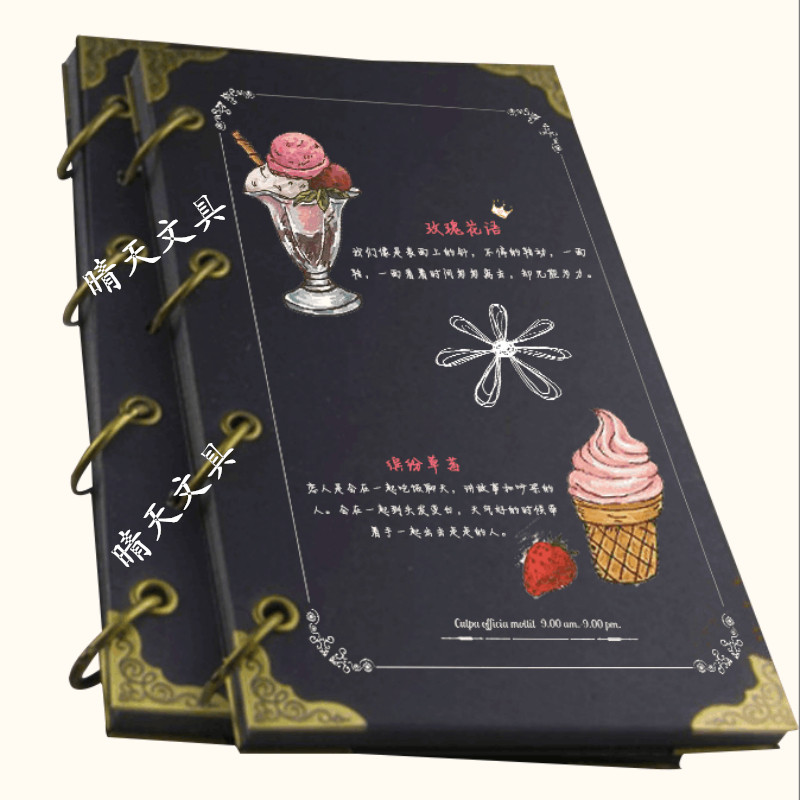 Black Card Hand-painted Menu Ben Personality Handmade Creative Handwriting Loose-leaf Sweet Shop Recipes DIY Coffee Hall Menu Book